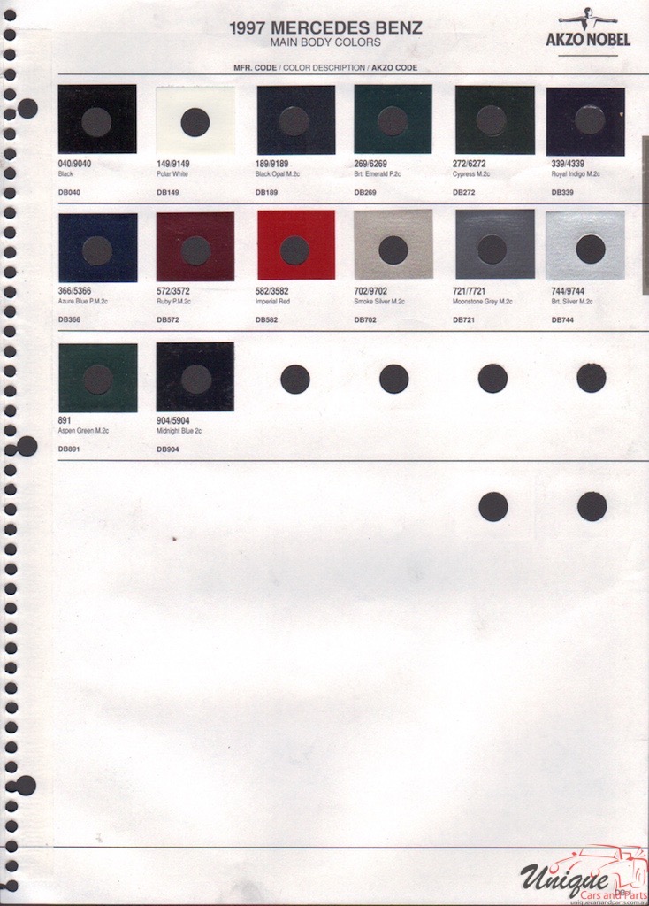 1997 Mercedes-Benz Paint Charts Akzo 1